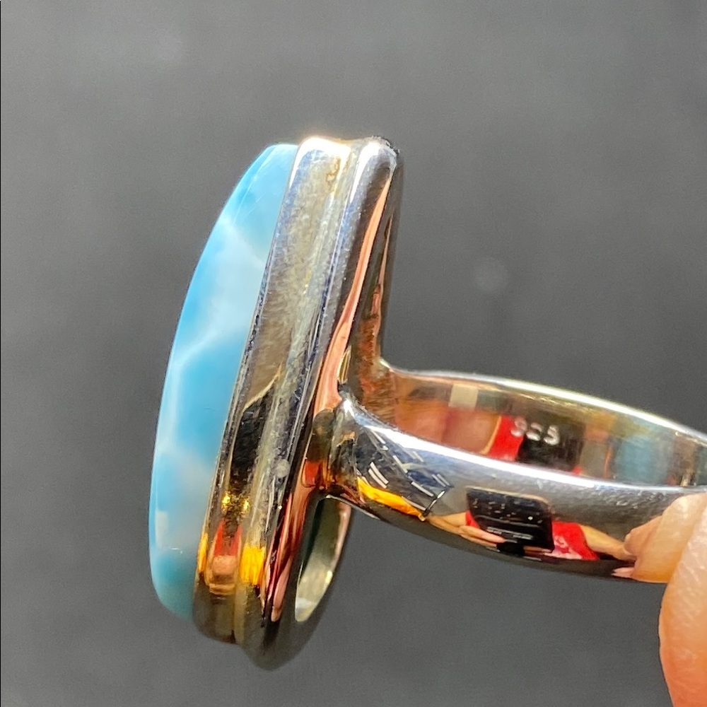 Larimar Ring Size 6 in Solid Sterling Silver 925 - Picture 5 of 9